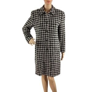Vintage Due per Due Houndstooth Wool Blend Coat Black White Size 8